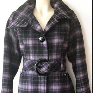 Soia & Kyo Jackets & Coats - SOIA KYO UKRAINE WOOL PURPLE PLAID JACKET COAT L Soia & Kyo Jackets & Coats - SOIA KYO UKRAINE WOOL PURPLE PLAID JACKET COAT L